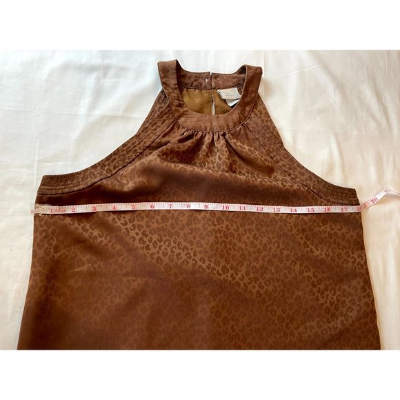 A New Day Women Halter Neck Blouse Top Leopard Print Back Zip Brown Size X Small - Picture 9 of 9